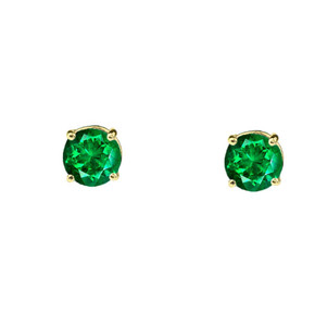 10K Yellow Gold May Birthstone Emerald (LCE) Earrings