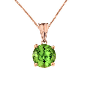 10K Rose Gold  August Birthstone Peridot (LCP) Pendant Necklace & Earring Set