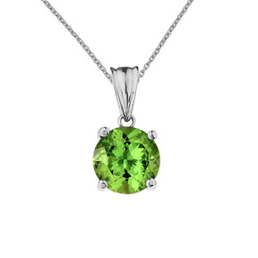 10K White Gold  August Birthstone Peridot (LCP)  Pendant Necklace