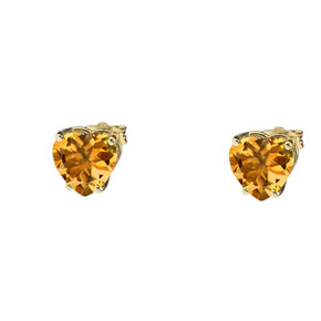 10K Yellow Gold Heart November Birthstone Citrine (LCC) Earrings