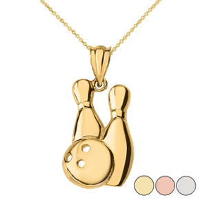 Bowling Pendant Necklace in Solid Gold (Yellow/Rose/White)