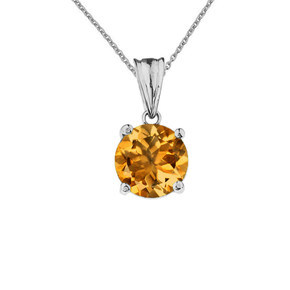 10K White Gold November Birthstone Citrine (LCC) Pendant Necklace & Earring Set