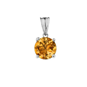 10K White  Gold November Birthstone Citrine (LCC) Pendant Necklace