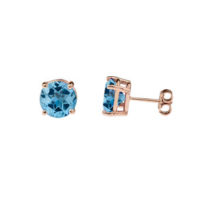 10K Rose Gold  December Birthstone Blue Topaz (LCBT) Earrings