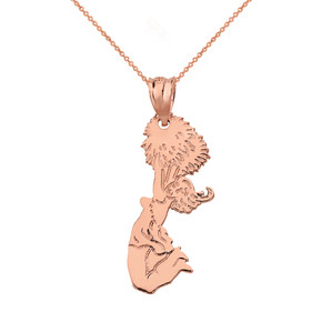 Solid Rose Gold Team Spirit Cheerleader Pom Pom Pendant Necklace