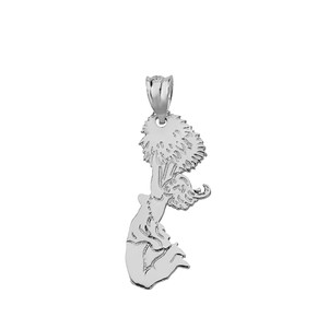 Sterling Silver Team Spirit Cheerleader Pom Pom Pendant Necklace