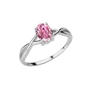 Dainty White Gold Infinity Design Pink Cubic Zirconia (PCZ) Solitaire Ring