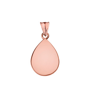 Solid Gold Simple Tear Drop Pendant Necklace (Available in Yellow/Rose/White Gold)