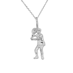 Sterling Silver Tennis Player Pendant Necklace