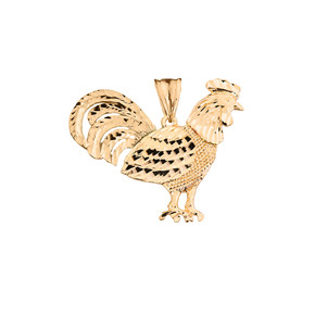 Yellow Gold Rooster Pendant Necklace