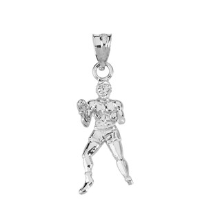 Sterling Silver Fight Sports Athletic Boxing Pendant Necklace