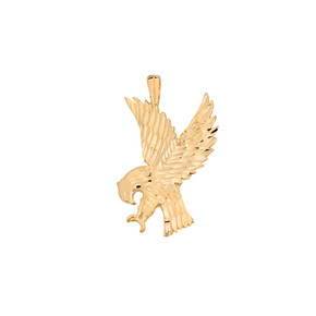 American Eagle Pendant Necklace in Solid Yellow Gold