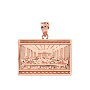 Solid Rose Gold Last Supper  Pendant Necklace