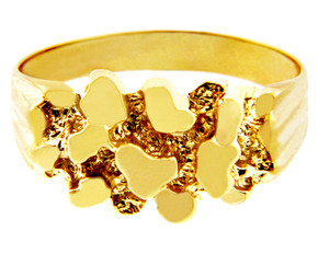Men's Strong Solid Gold Nugget Ring