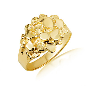 Yellow Gold Men's Stoic Strength Solid Nugget Ring