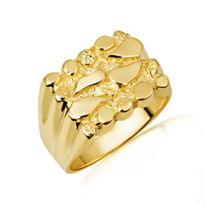 Yellow Gold Men's Handcrafted Nugget Ring