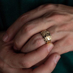 Yellow Gold Men’s Statement Nugget Ring on male model