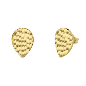 Gold Hammered Tear Drop Stud Earrings(Available in Yellow/Rose/White Gold)