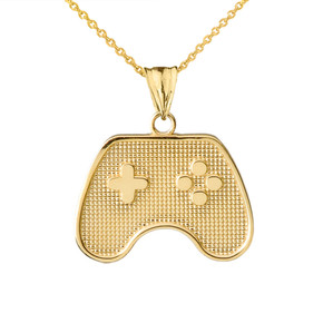Game Control Pendant Necklace in Yellow Gold
