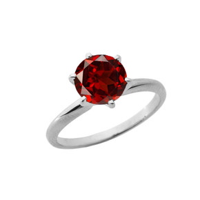 White Gold 3.0 ct January Garnet (LC) Solitaire Engagement Ring