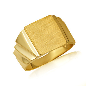 Yellow Gold Men's Timeless Solid Signet Ring