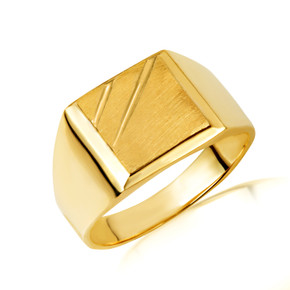 Yellow Gold Men's Modern Signet Ring