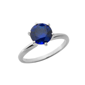 White Gold 3.0 ct September Sapphire (LC) Solitaire Engagement Ring