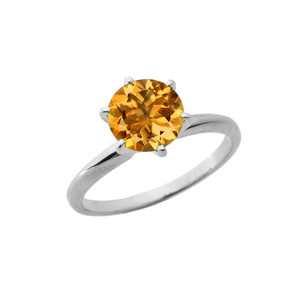 White Gold 3.0 ct November Citrine (LC) Solitaire Engagement Ring