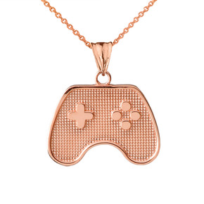 Game Control Pendant Necklace in Rose Gold