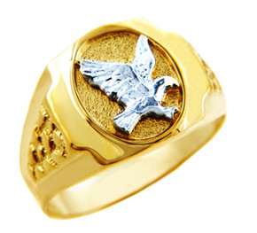 Men's Gold Rings - The White Eagle Two Tone Gold Ring