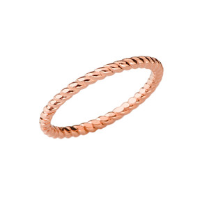 10K/14K Rose Gold Rope Band Stackable Ring 10K/14K Rose Gold Rope Band Stackable Ring