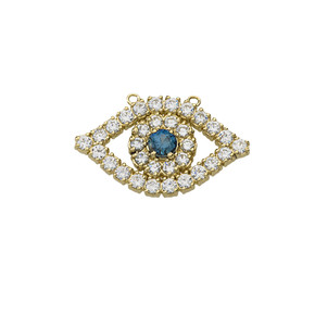 Cubic Zirconia Evil Eye Necklace in 14K Yellow Gold