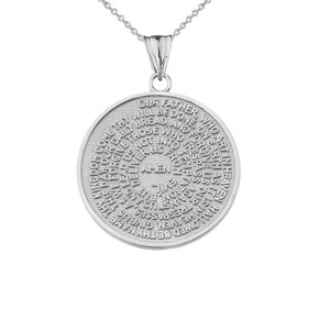 The Lords Prayer Medallion Pendant Necklace in Sterling Silver