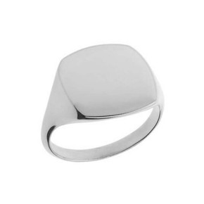 Comfort Fit Square Signet Ring in White Gold