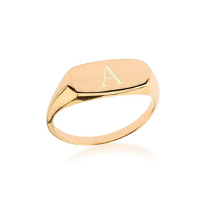 Gold Engravable Rectangle Signet Ring (Available in Yellow/Rose/White Gold)