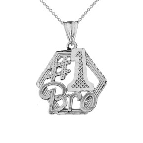 925 Sterling Silver #1 Best Brother Sibling Family Pendant Necklace