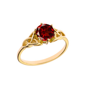 Trinity Knot Personalized Genuine Birthstone Engagement/Proposal Ring in Gold