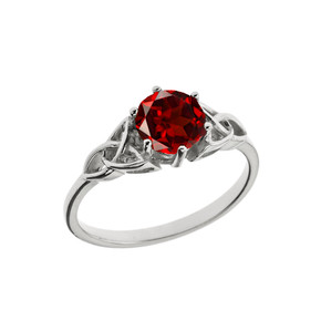 Trinity Knot Personalized Genuine Birthstone Engagement/Proposal Ring in Sterling Silver