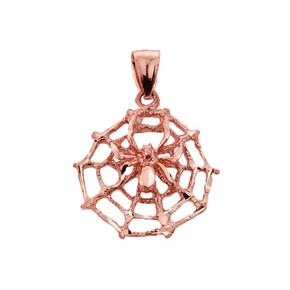 Rose Gold Spider Web Charm Pendant Necklace