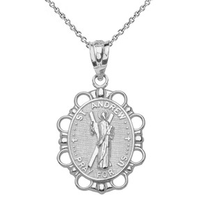 Sterling Silver Saint Andrew Pendant Necklace
