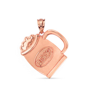 Solid Rose Gold Beer Mug Pendant Necklace