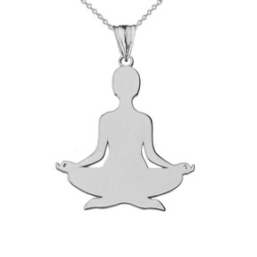 Meditating Silhouette Yogi Pendant Necklace in Sterling Silver