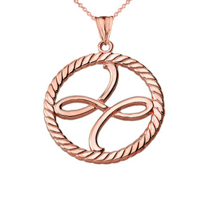 Friendship Symbol in Rope Pendant Necklace in Rose Gold