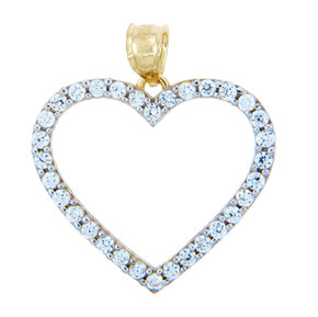 Gold Pendants - Cubic Zirconias Gold Heart Pendant