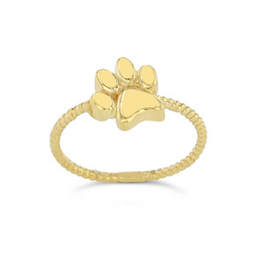 Gold Dog Paw Rope Ring