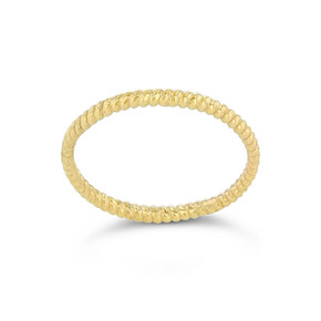 Yellow Gold Twisted Rope Stackable Ring side view
