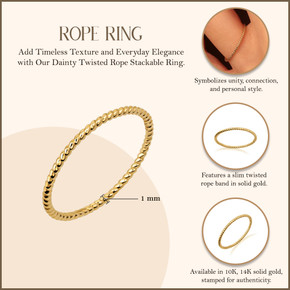 10K/14K Gold Twisted Rope Stackable Ring (Available in Yellow Gold, Rose Gold, White Gold) 10K/14K Gold Twisted Rope Stackable Ring (Available in Yellow Gold, Rose Gold, White Gold)