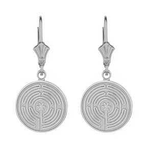 Sterling Silver Chartres Labyrinth Dainty Disc Earring Set