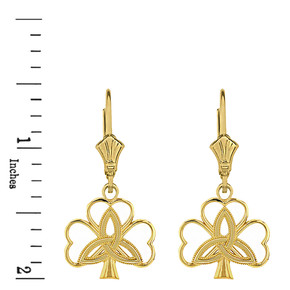 Solid Gold Triquetra Irish Celtic Clover Earring Set(Available in Yellow/Rose/White Gold)