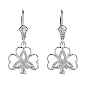 Sterling Silver Triquetra Irish Celtic Clover Earring Set